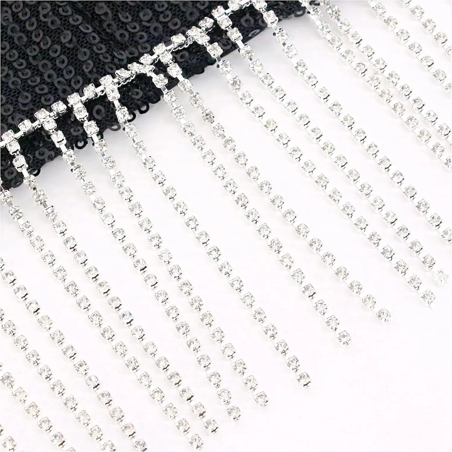 Haoohu Women's Sparkly Sequin Spaghetti Strap Crop Top Sleeveless V Neck Rave Tank Vest Clubwear