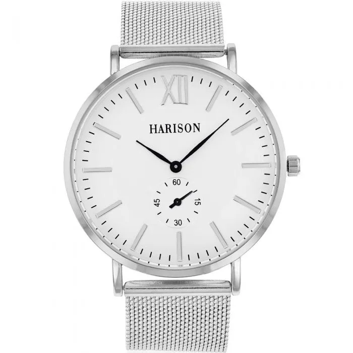 Harison SIlver Tone Mesh Mens Watch