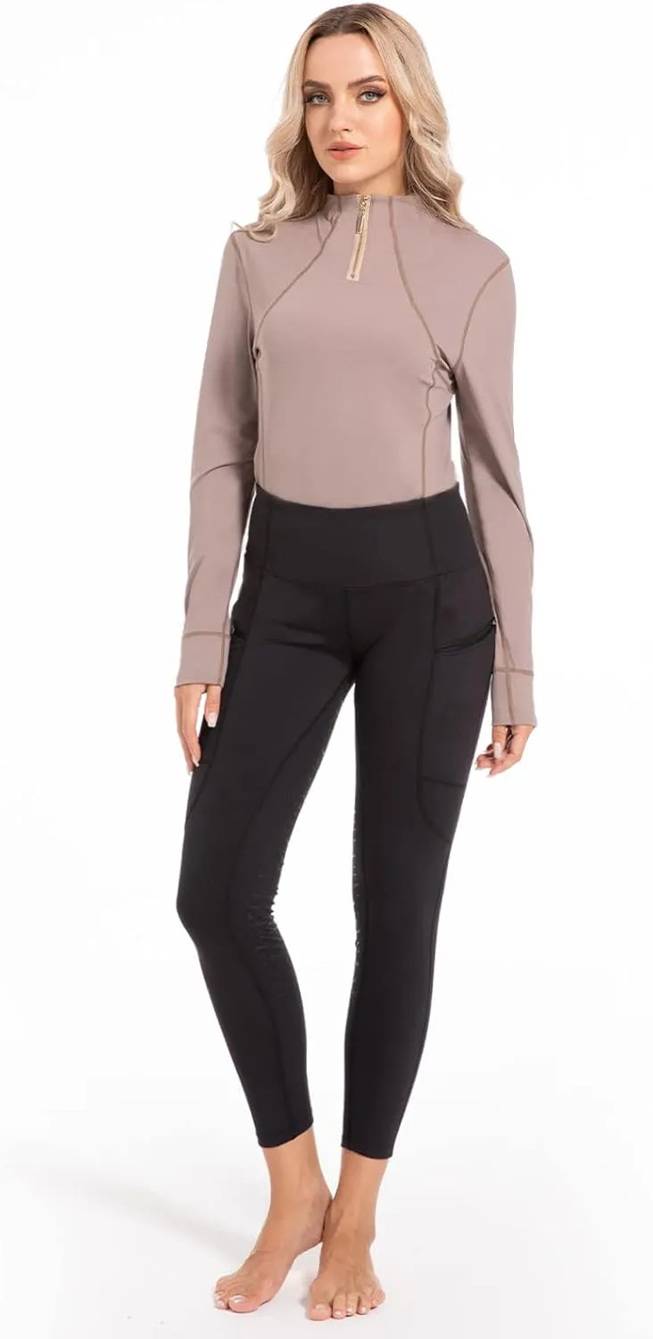 Harrison Howard Women's Full Seat Silicon Grip Equestrian Breeches Horse Riding Tights High Waisted Leggings