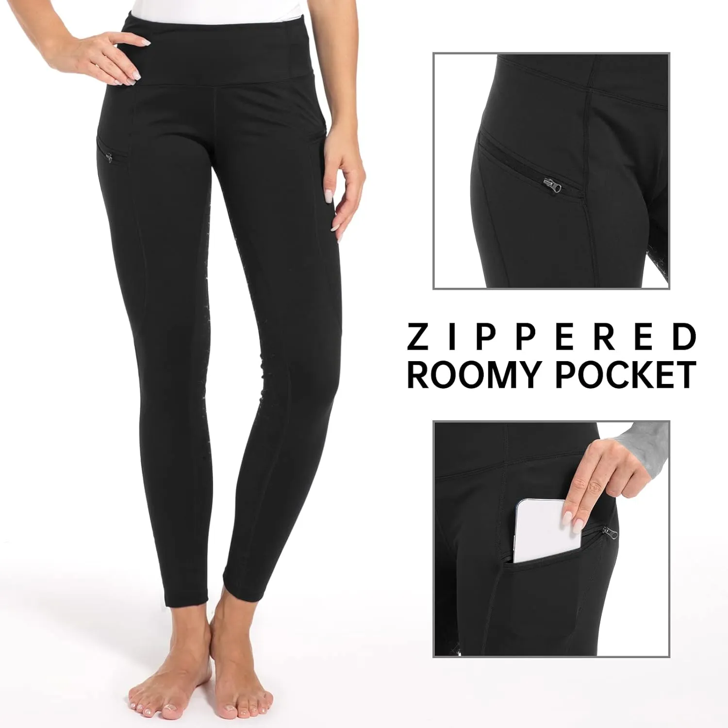Harrison Howard Women's Full Seat Silicon Grip Equestrian Breeches Horse Riding Tights High Waisted Leggings
