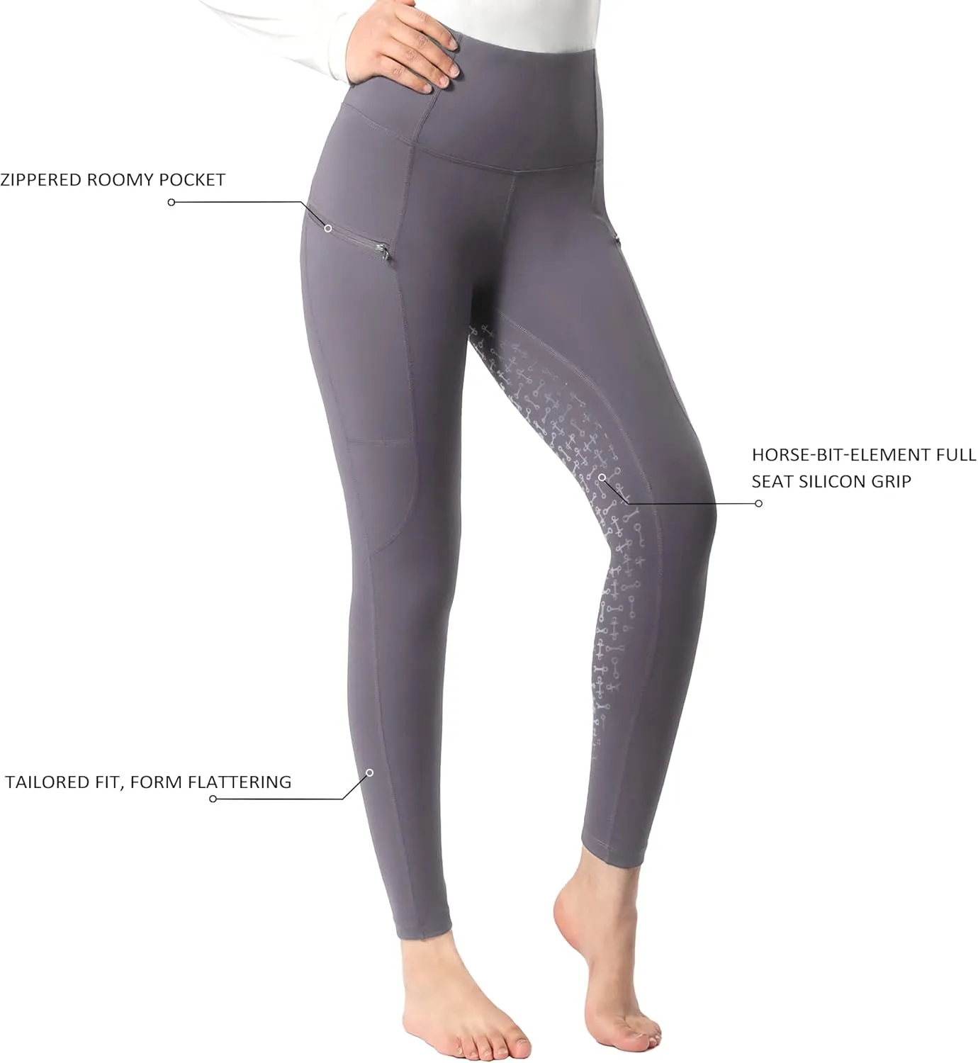 Harrison Howard Women's Full Seat Silicon Grip Equestrian Breeches Horse Riding Tights High Waisted Leggings