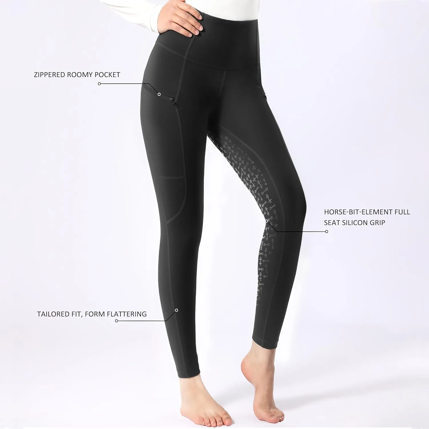 Harrison Howard Women's Full Seat Silicon Grip Equestrian Breeches Horse Riding Tights High Waisted Leggings