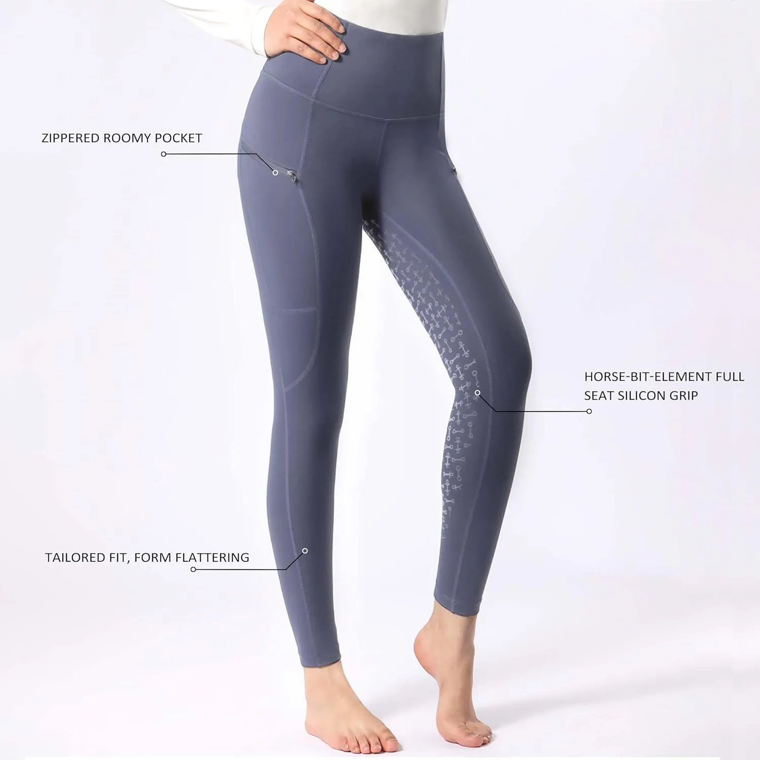 Harrison Howard Women's Full Seat Silicon Grip Equestrian Breeches Horse Riding Tights High Waisted Leggings