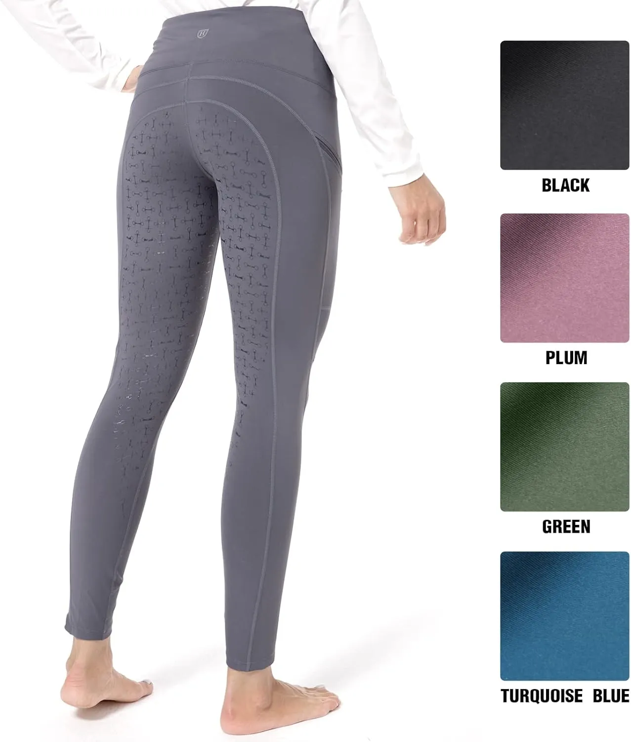 Harrison Howard Women's Full Seat Silicon Grip Equestrian Breeches Horse Riding Tights High Waisted Leggings