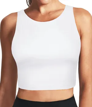 High Neck Longline Sports Bras for Women with Built in Bra Pads U Back Yoga Sports Bra Push up Workout Crop Tank Tops