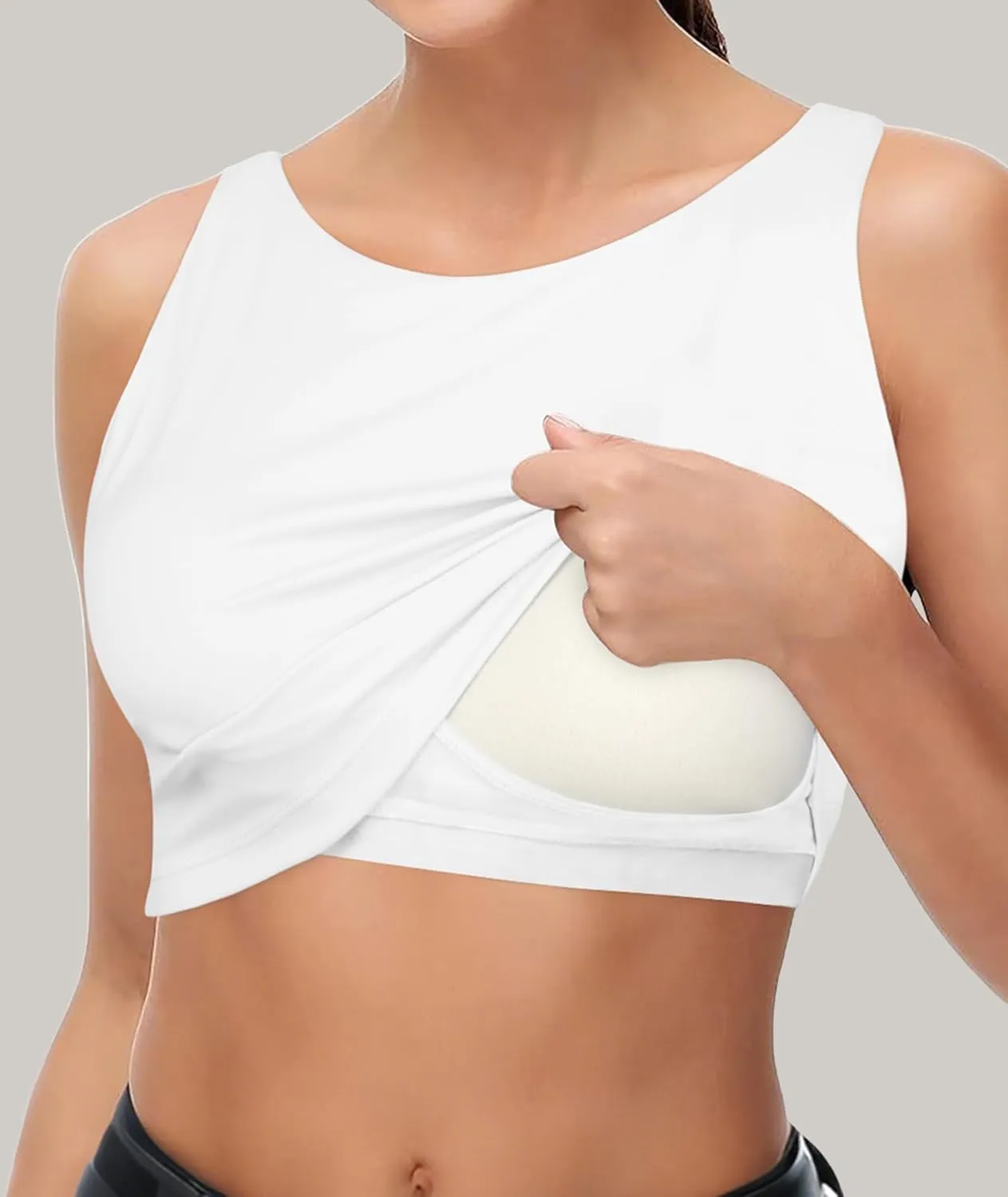 High Neck Longline Sports Bras for Women with Built in Bra Pads U Back Yoga Sports Bra Push up Workout Crop Tank Tops