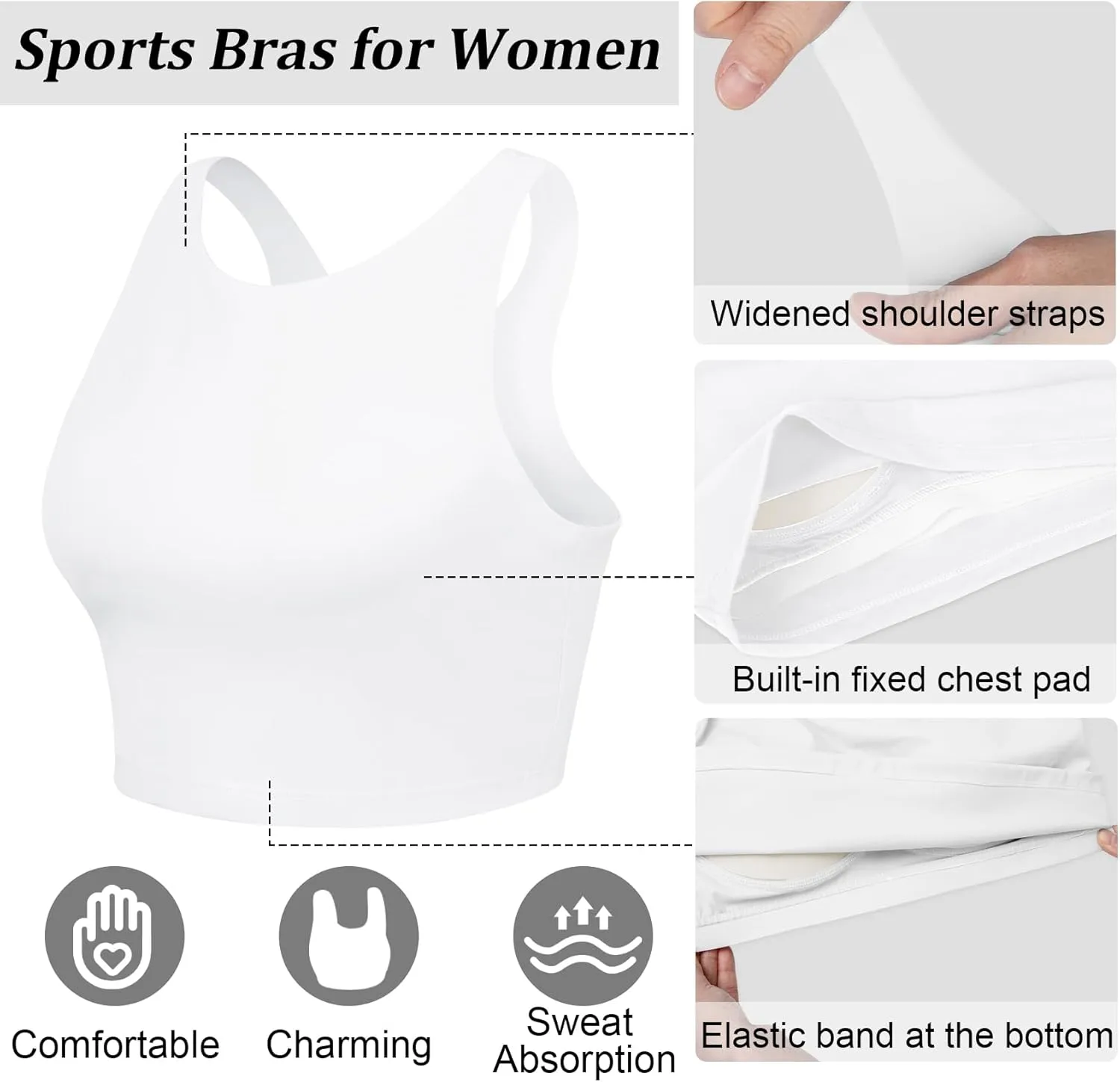 High Neck Longline Sports Bras for Women with Built in Bra Pads U Back Yoga Sports Bra Push up Workout Crop Tank Tops