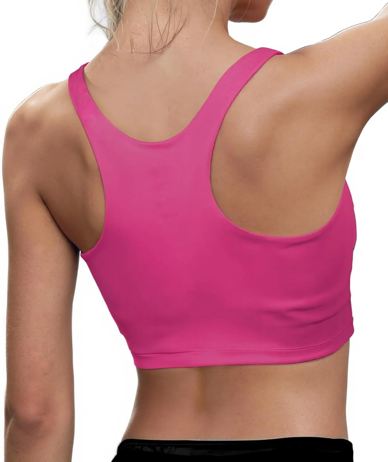 High Neck Longline Sports Bras for Women with Built in Bra Pads U Back Yoga Sports Bra Push up Workout Crop Tank Tops