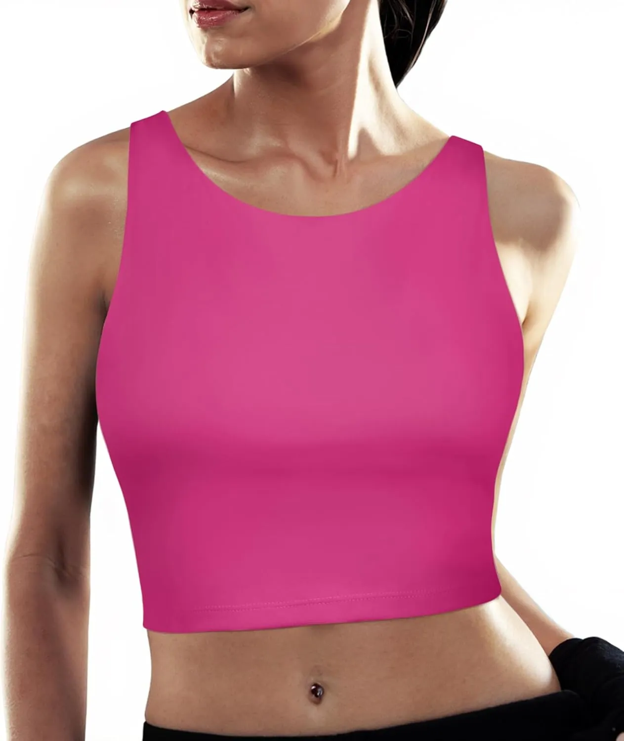 High Neck Longline Sports Bras for Women with Built in Bra Pads U Back Yoga Sports Bra Push up Workout Crop Tank Tops