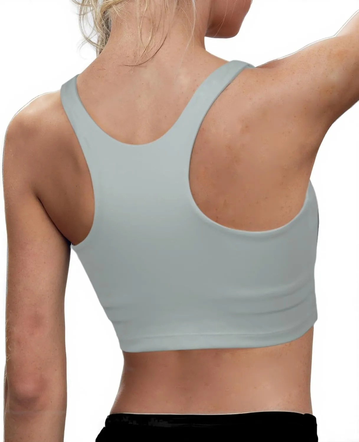 High Neck Longline Sports Bras for Women with Built in Bra Pads U Back Yoga Sports Bra Push up Workout Crop Tank Tops