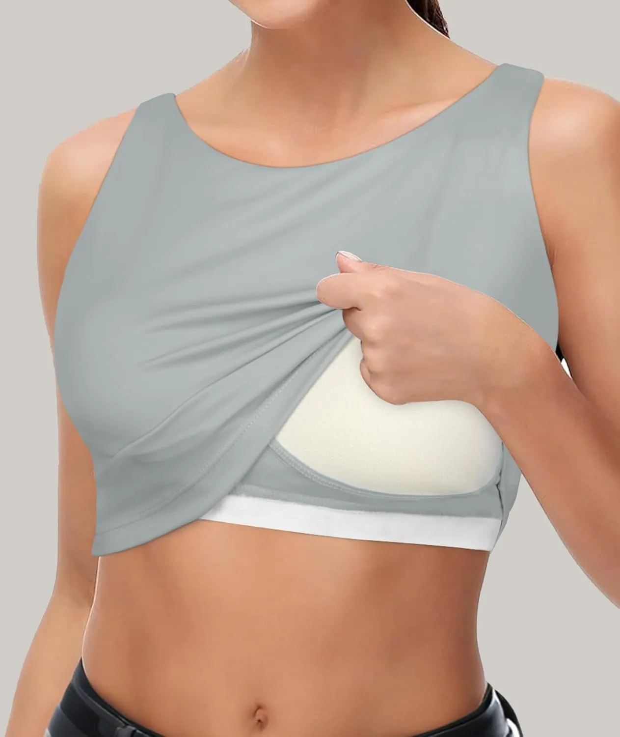 High Neck Longline Sports Bras for Women with Built in Bra Pads U Back Yoga Sports Bra Push up Workout Crop Tank Tops
