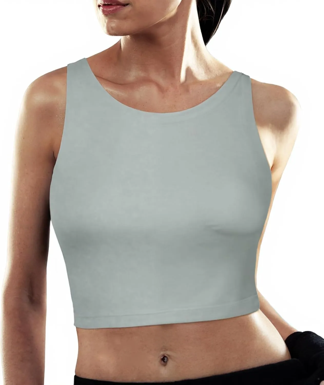 High Neck Longline Sports Bras for Women with Built in Bra Pads U Back Yoga Sports Bra Push up Workout Crop Tank Tops