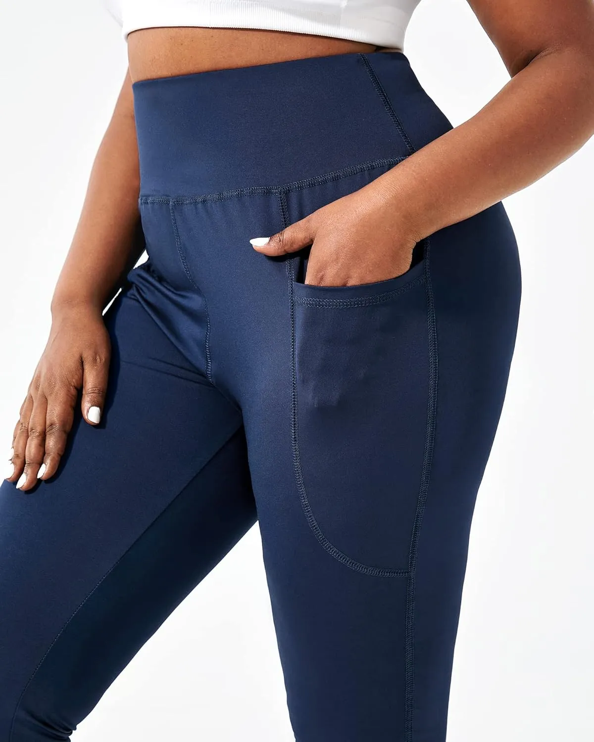 Honwenle Women's Plus Size Bootcut Yoga Pants with Pockets High Waisted Tummy Control Bootleg Flared Wide Leg Pants