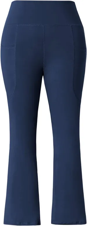 Honwenle Women's Plus Size Bootcut Yoga Pants with Pockets High Waisted Tummy Control Bootleg Flared Wide Leg Pants