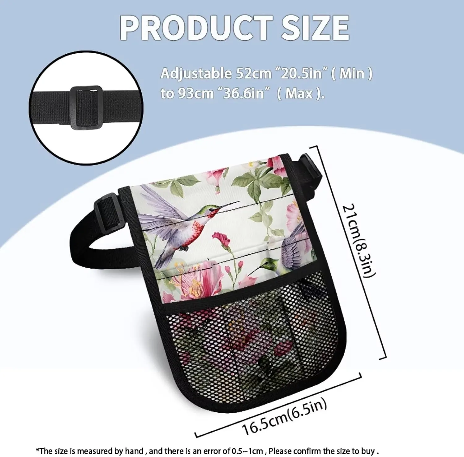 Hummingbird Floral Nurse Badge Accessories Nursing Student Essentials with Buckle Adjustment Belt Versatile and Suitable for Various Medical Professionals for Pharmacists,Dentists, Medium