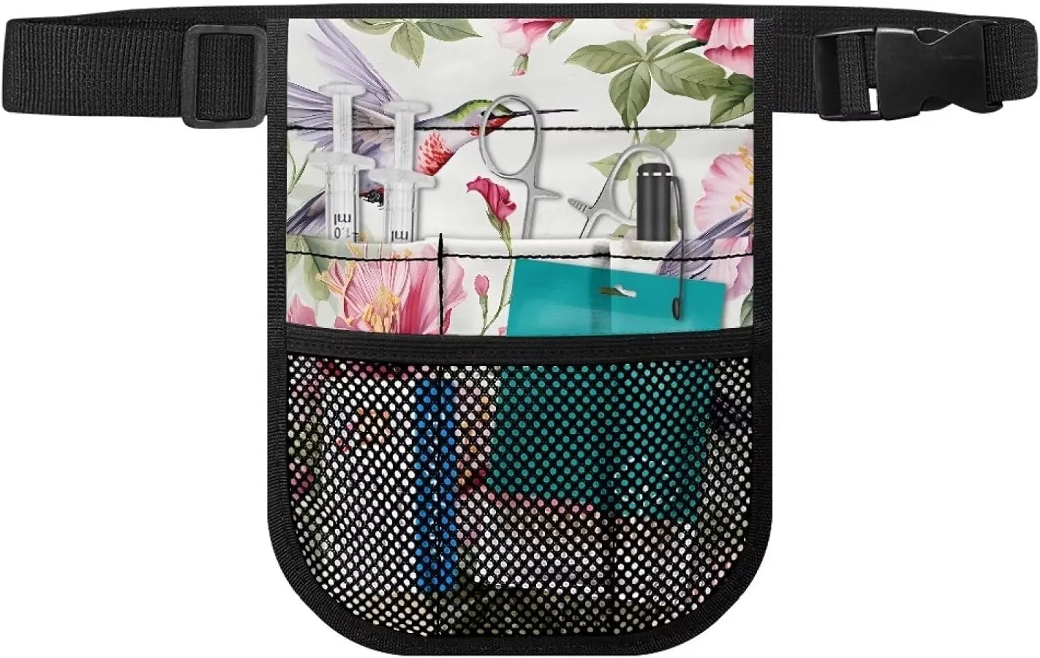 Hummingbird Floral Nurse Badge Accessories Nursing Student Essentials with Buckle Adjustment Belt Versatile and Suitable for Various Medical Professionals for Pharmacists,Dentists, Medium