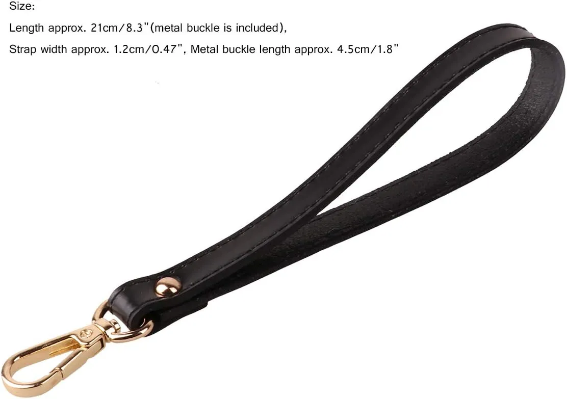 IEFIEL Leather Wristlet Straps Wrist Strap Replacement Belt for Purse/Wallets/Keychain/Clutch Black&Gold One Size