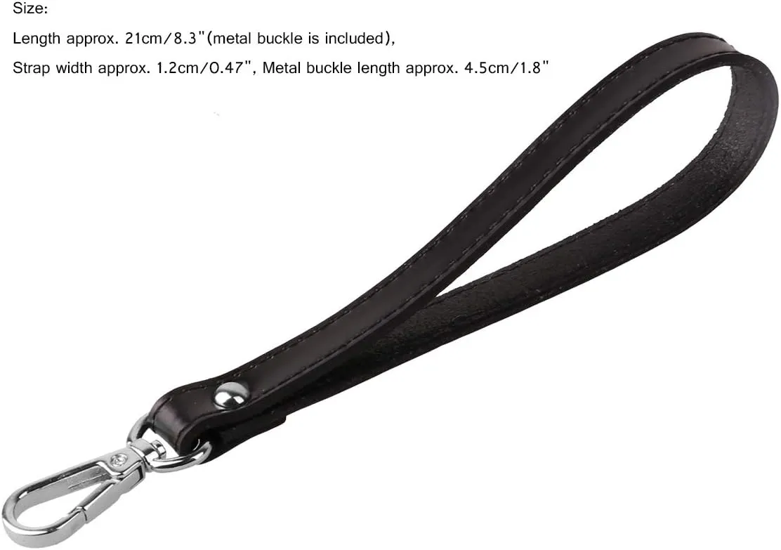 IEFIEL Leather Wristlet Straps Wrist Strap Replacement Belt for Purse/Wallets/Keychain/Clutch Black&Silver One Size
