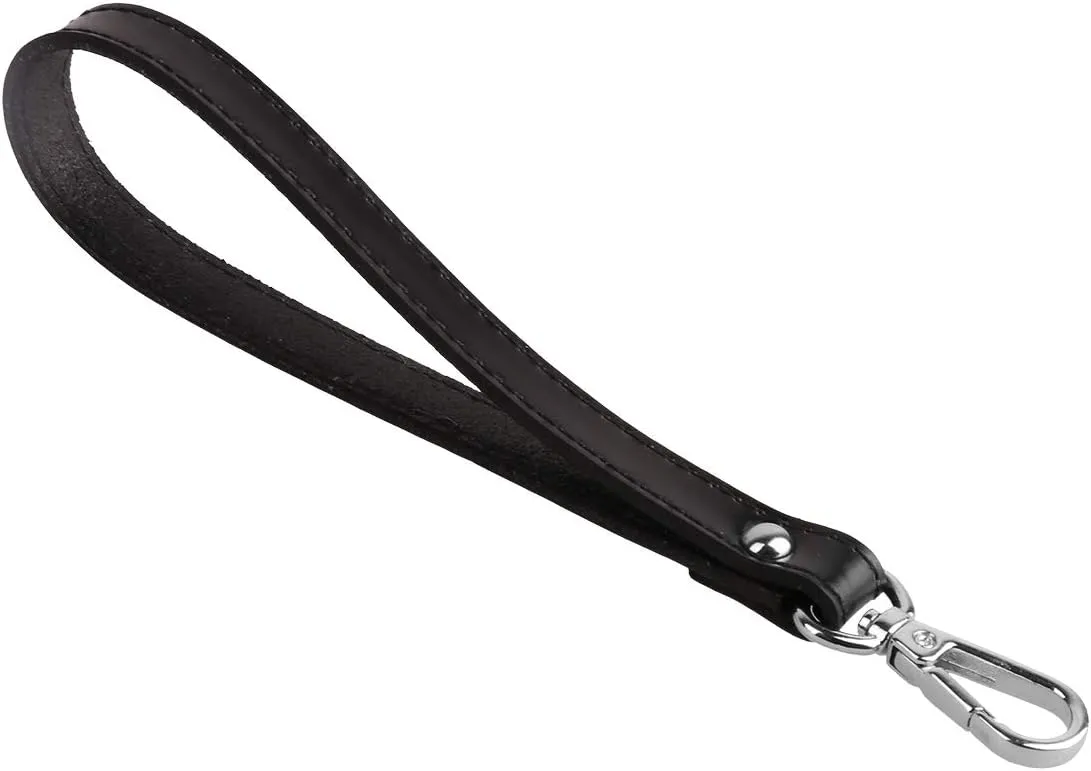 IEFIEL Leather Wristlet Straps Wrist Strap Replacement Belt for Purse/Wallets/Keychain/Clutch Black&Silver One Size
