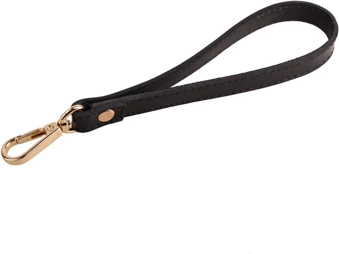 IEFIEL Leather Wristlet Straps Wrist Strap Replacement Belt for Purse/Wallets/Keychain/Clutch Black&Silver One Size