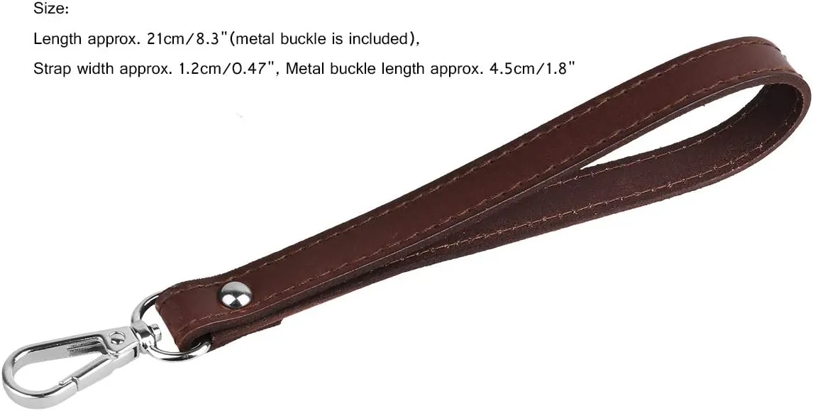 IEFIEL Leather Wristlet Straps Wrist Strap Replacement Belt for Purse/Wallets/Keychain/Clutch Brown&Silver One Size