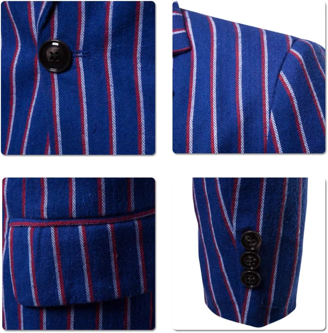 Iynnijoy Men's Casual Pinstripe Sport Coat Notch Lapel Classic Fit Printed Blazer Coat