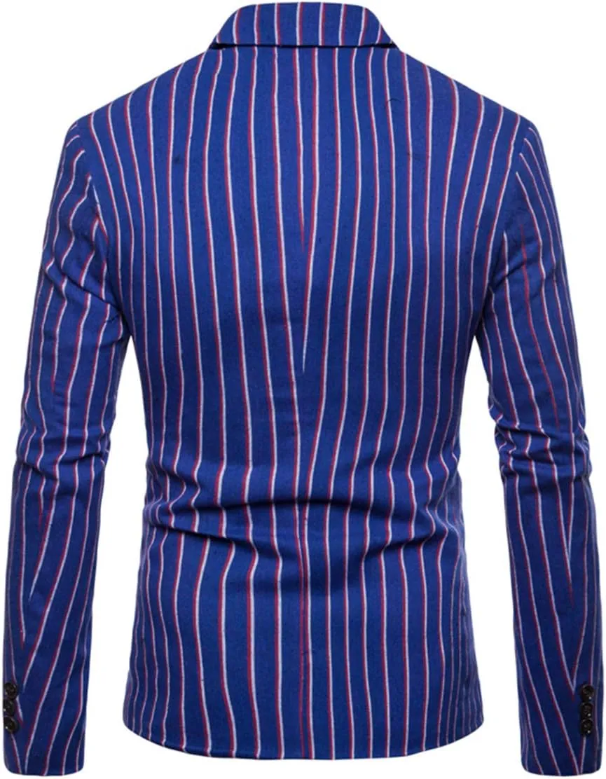 Iynnijoy Men's Casual Pinstripe Sport Coat Notch Lapel Classic Fit Printed Blazer Coat