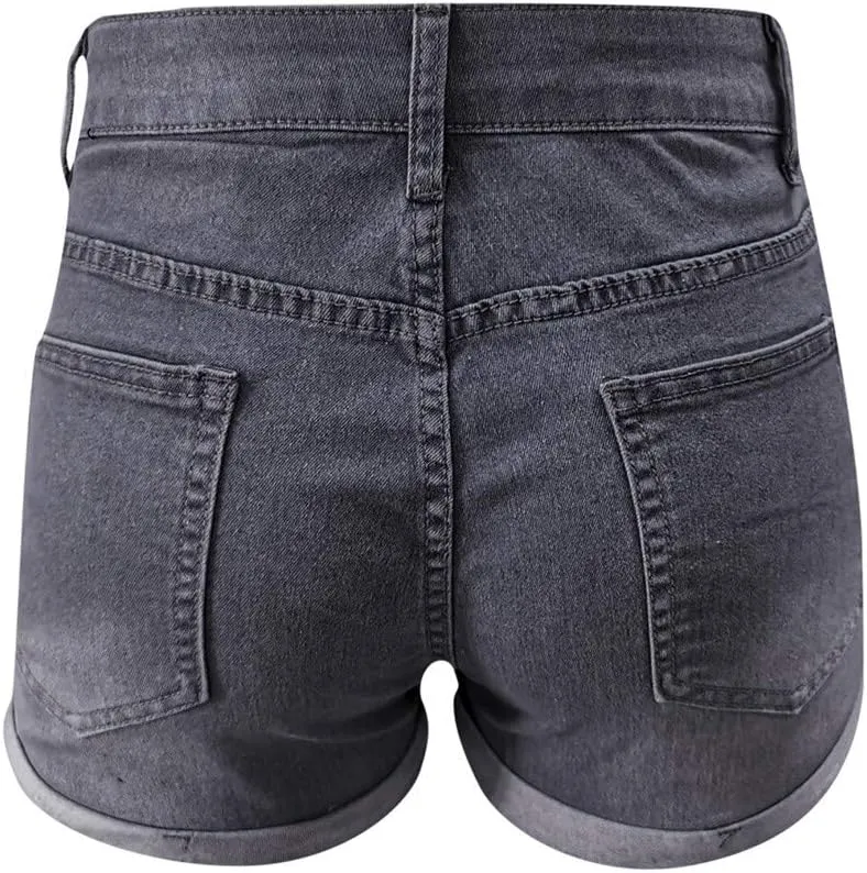 Jean Shorts Womens High Waisted Stretchy Ripped Denim Short Pants Hot Summer Casual Short Pants Y2k Streetwear