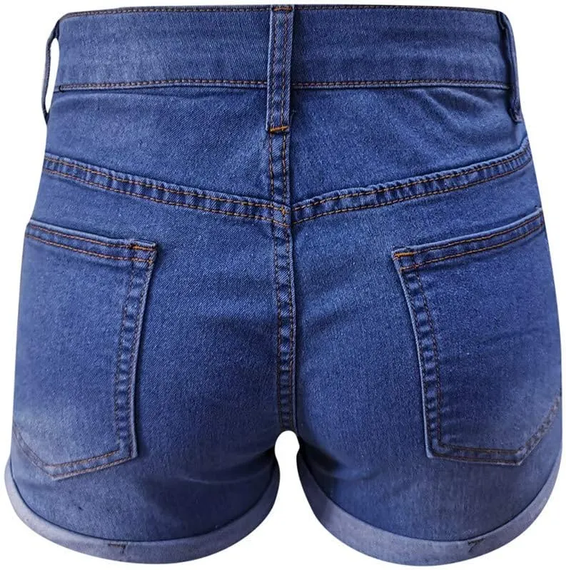 Jean Shorts Womens High Waisted Stretchy Ripped Denim Short Pants Hot Summer Casual Short Pants Y2k Streetwear