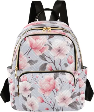Joko Ivery Bloom Flowers Mini Backpack for Women Small Backpack Purse for Girls Quilted Daypack for Daily Work Travel Fashion Laptop Shoulder Purses Bags Back Pack for Teens College Bookbag