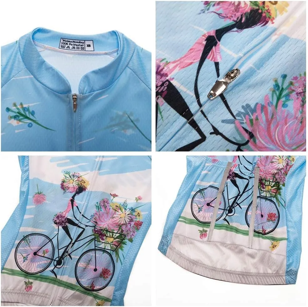 JPOJPO Women's Cycling Jersey Short Sleeve Jacket Cycling Shirt Quick Dry Breathable Mountain Clothing Bike Top