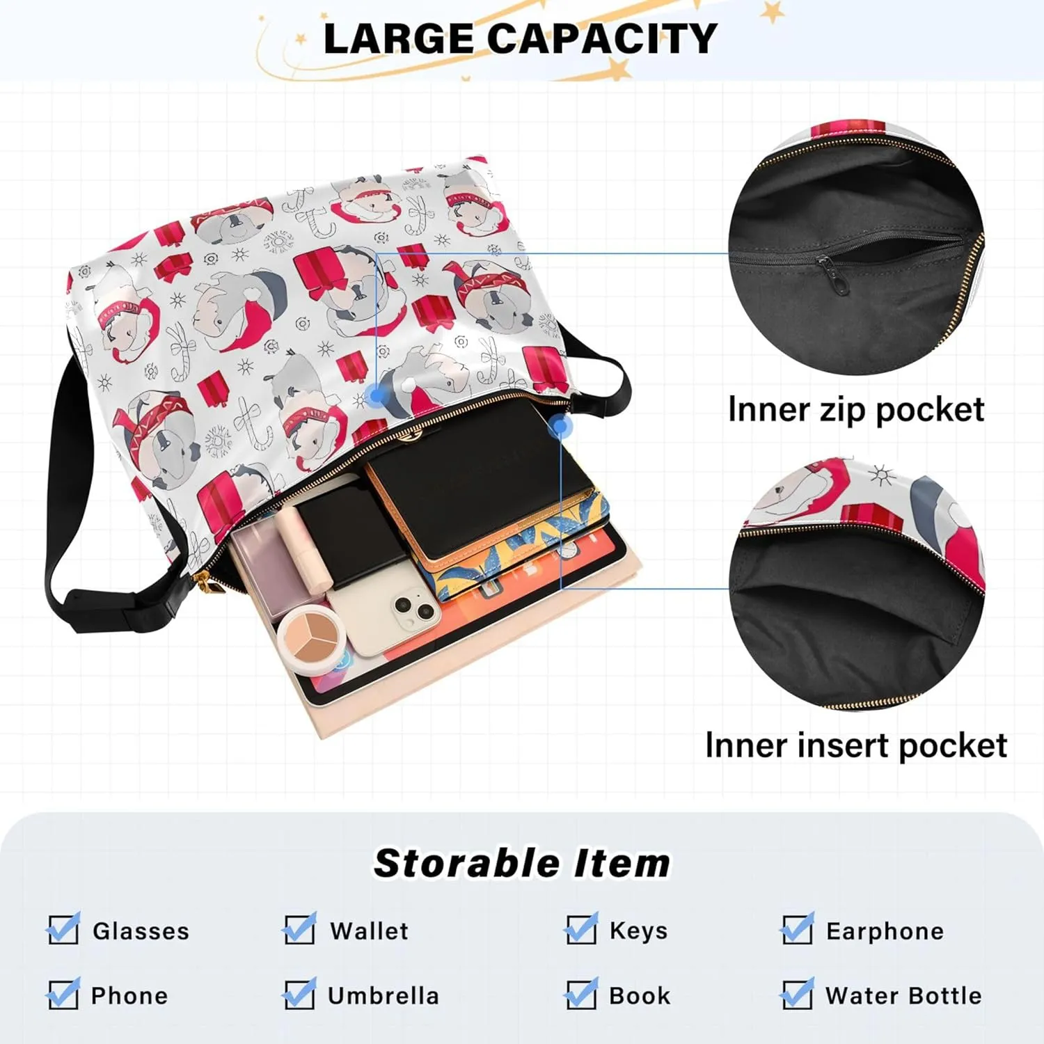Kawaii Corgi Cute Pet Dog PU Leather Hobo Purse Large Womens Purse Luxury Animal Print Designer Shoulder Purse