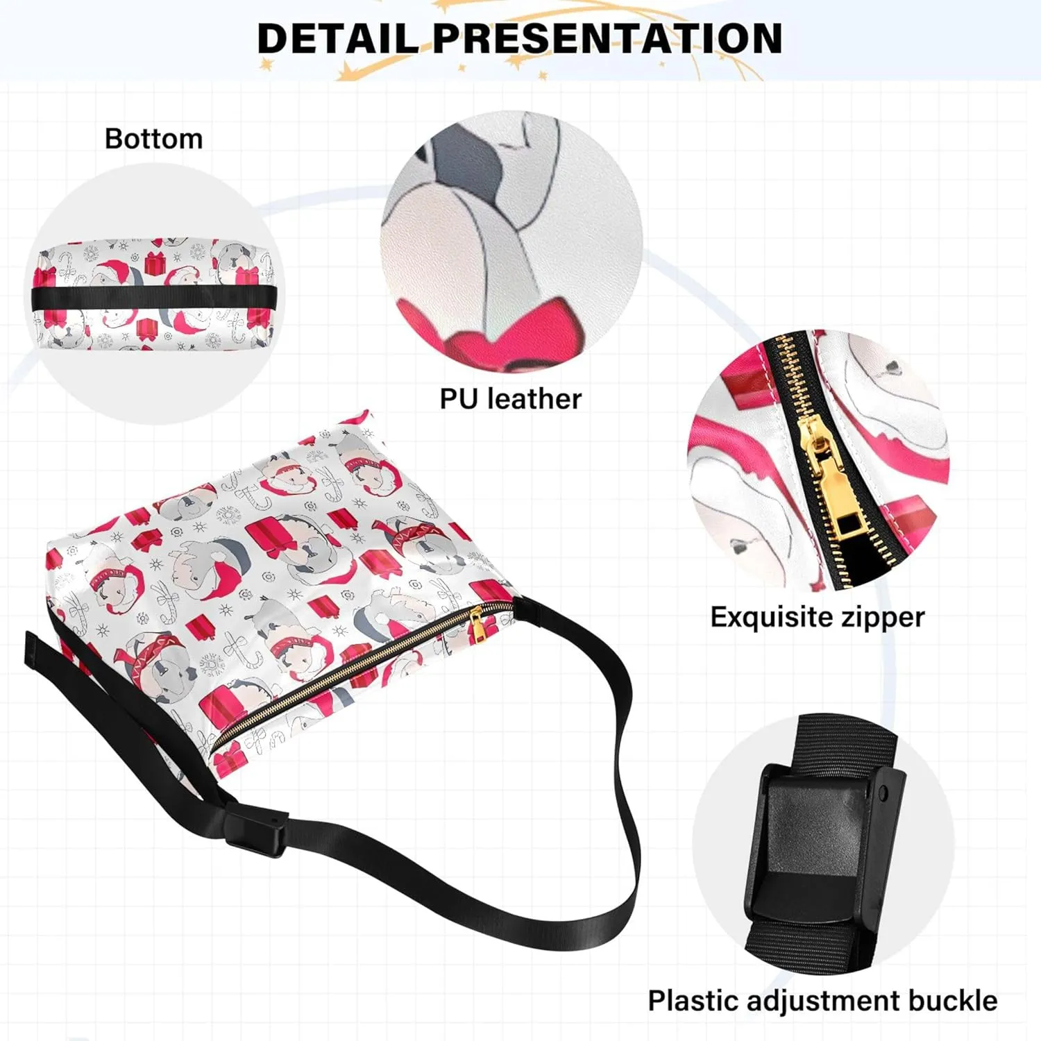 Kawaii Corgi Cute Pet Dog PU Leather Hobo Purse Large Womens Purse Luxury Animal Print Designer Shoulder Purse