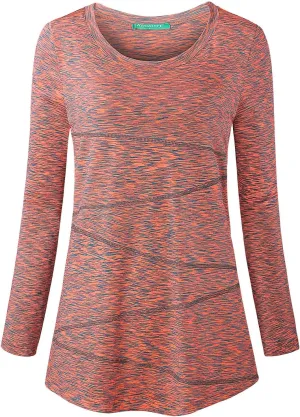 Kimmery Workout Tops for Women Long Sleeve Shirts for Women Quick Dry Line Decor Yoga Tops Sizes S-3XL