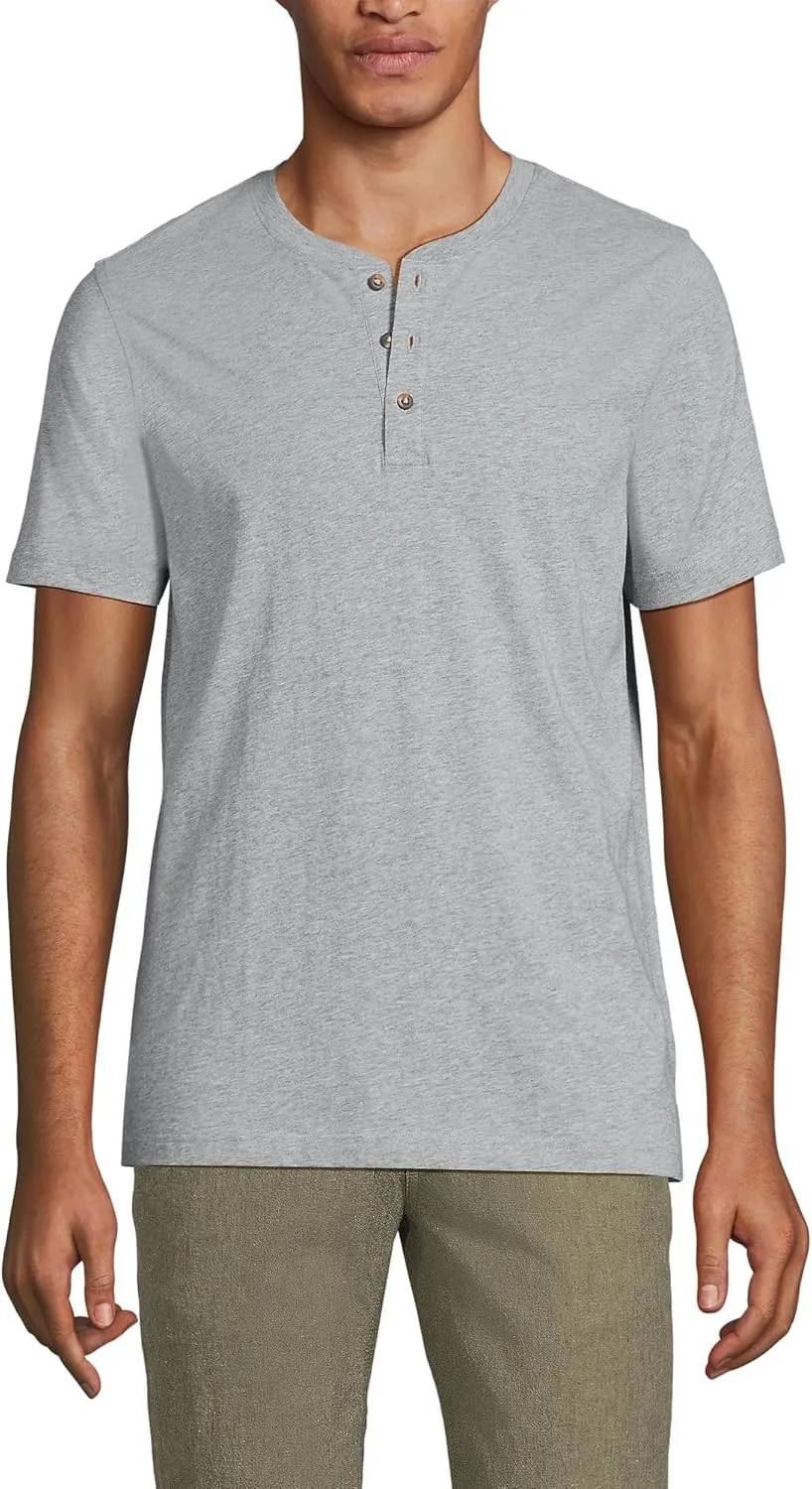 Lands' End Men's Short Sleeve American-Grown Supima Cotton Jersey Henley
