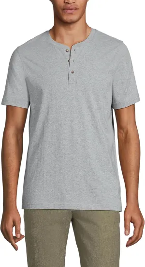 Lands' End Men's Short Sleeve American-Grown Supima Cotton Jersey Henley