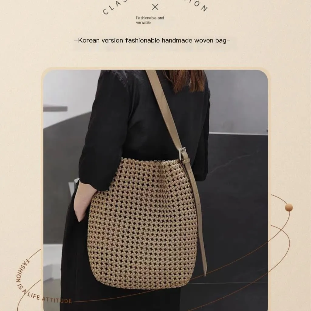 Large capacity Bag Simple and Versatile Woven Crossbody Bag: Deduce Diverse Fashion Styles for Outings Ladies shoulder Bag(Brown)