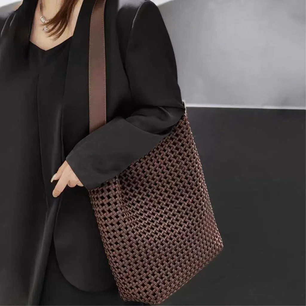Large capacity Bag Simple and Versatile Woven Crossbody Bag: Deduce Diverse Fashion Styles for Outings Ladies shoulder Bag(Brown)