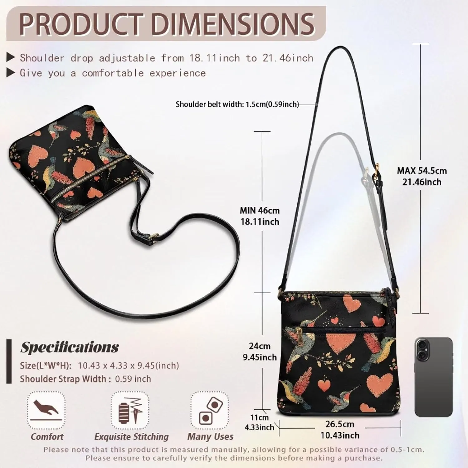 Leather Purse for Women, Leather Hobo Bag for Women Fashion Travel Sling Purse with Adjustable Strap Sling Bag