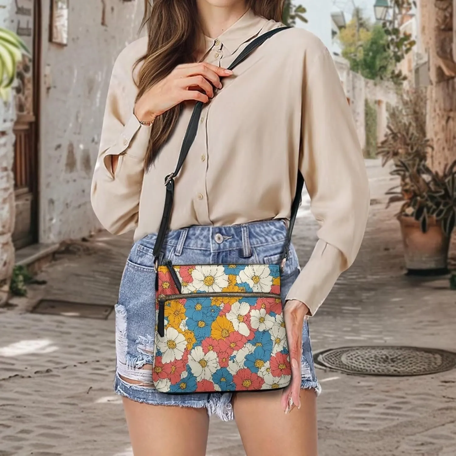 Leather Purse for Women, Leather Hobo Bag for Women Fashion Travel Sling Purse with Adjustable Strap Sling Bag