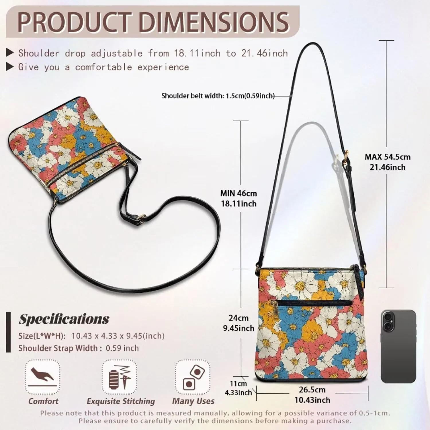 Leather Purse for Women, Leather Hobo Bag for Women Fashion Travel Sling Purse with Adjustable Strap Sling Bag