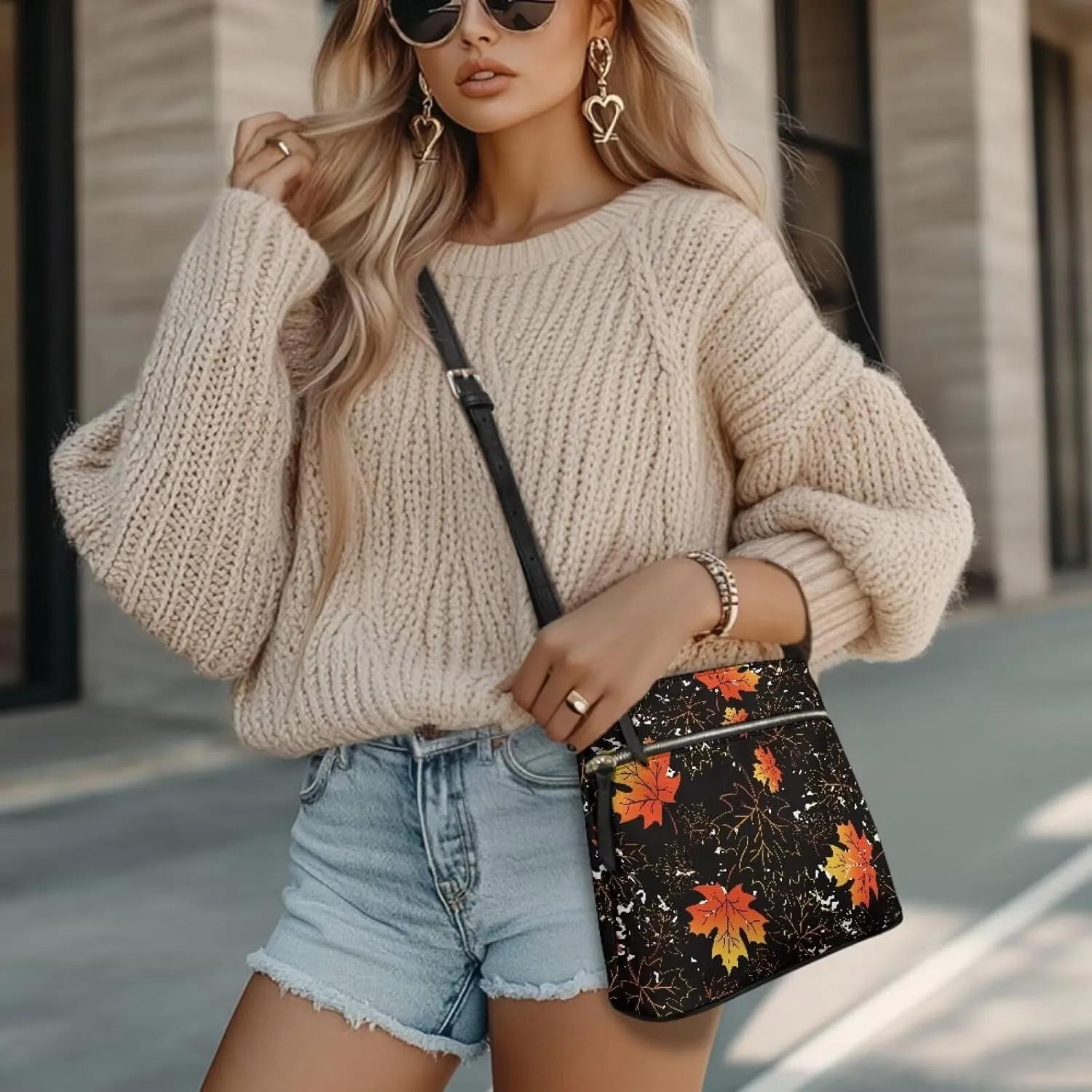 Leather Purse for Women, Leather Hobo Bag for Women Fashion Travel Sling Purse with Adjustable Strap Sling Bag