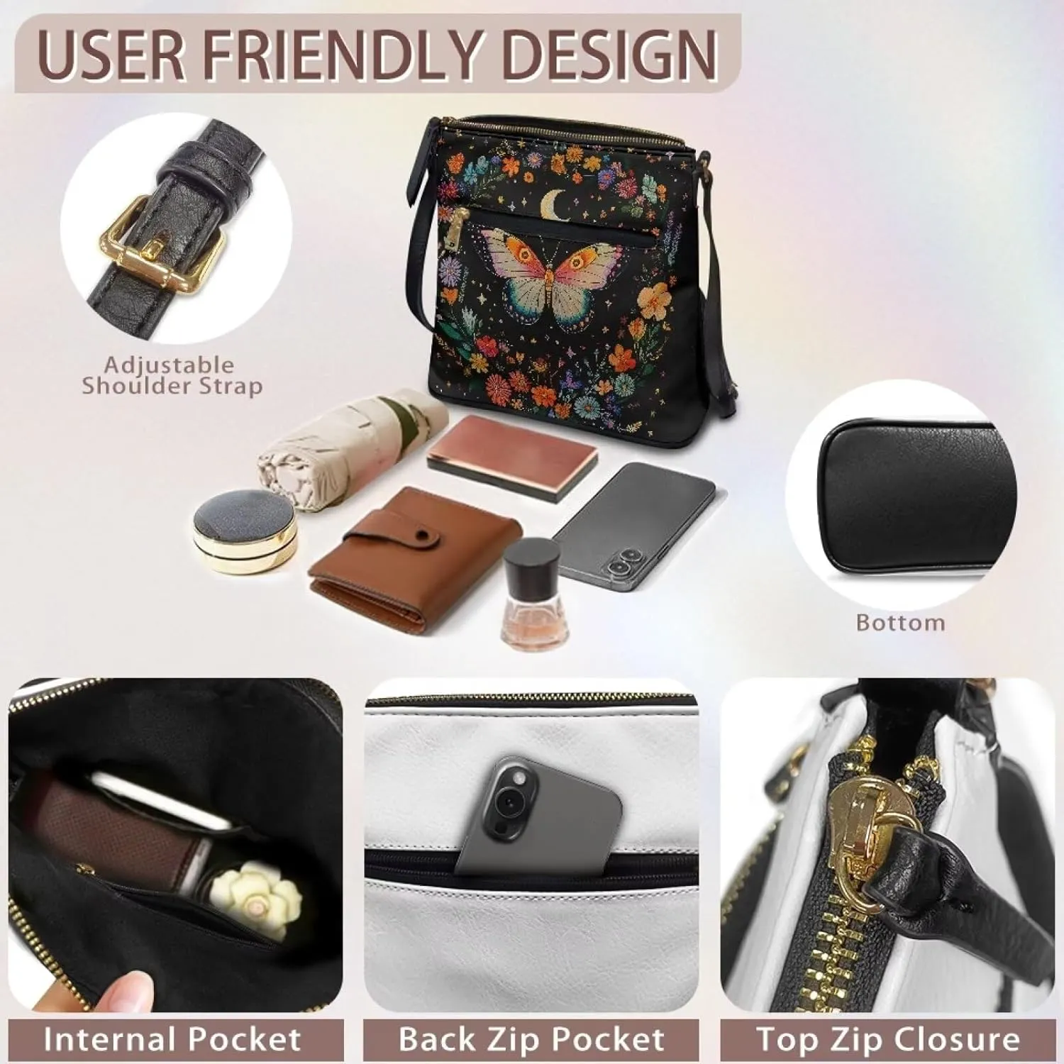 Leather Purse for Women, Small Leather Hobo Bag for Women Fashion Sling Wallet for Christmas St. Patrick's Day