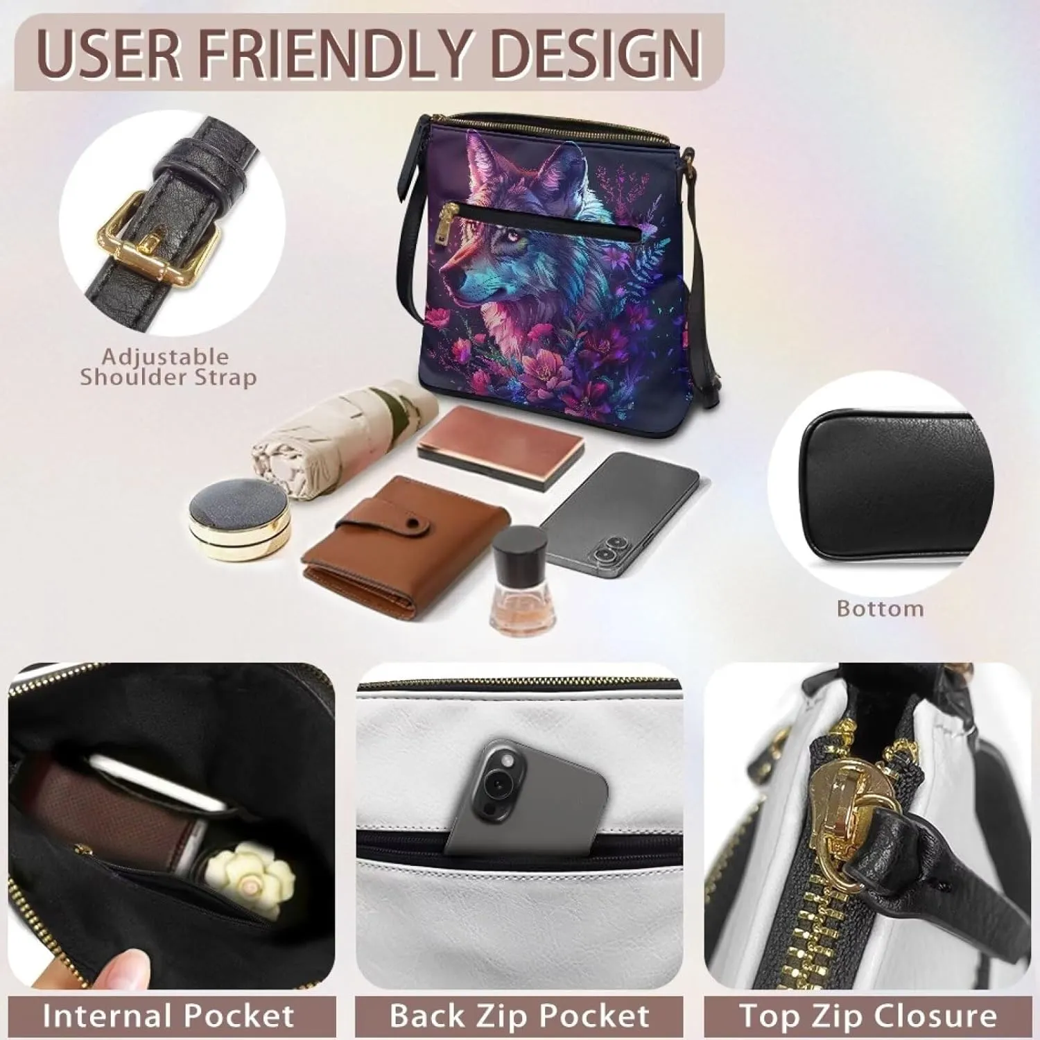 Leather Purse for Women, Small Leather Hobo Bag for Women Fashion Sling Wallet for Christmas St. Patrick's Day