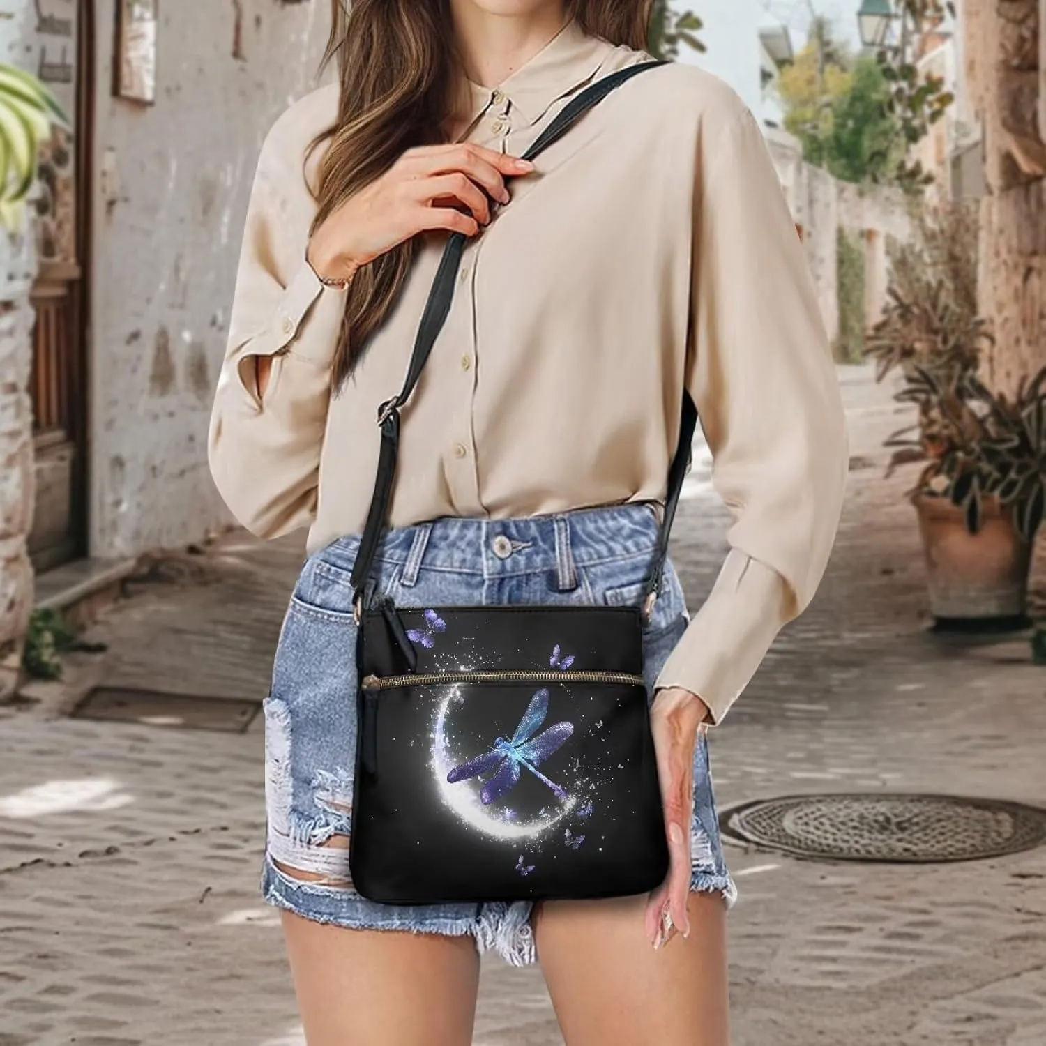 Leather Purses for Women, Leather Hobo Bags for Women Travel Sling Purse Triple Zippered Pockets Shoulder Bag