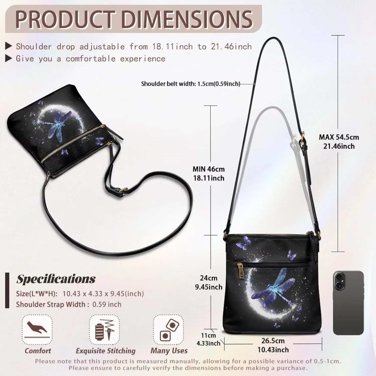 Leather Purses for Women, Leather Hobo Bags for Women Travel Sling Purse Triple Zippered Pockets Shoulder Bag