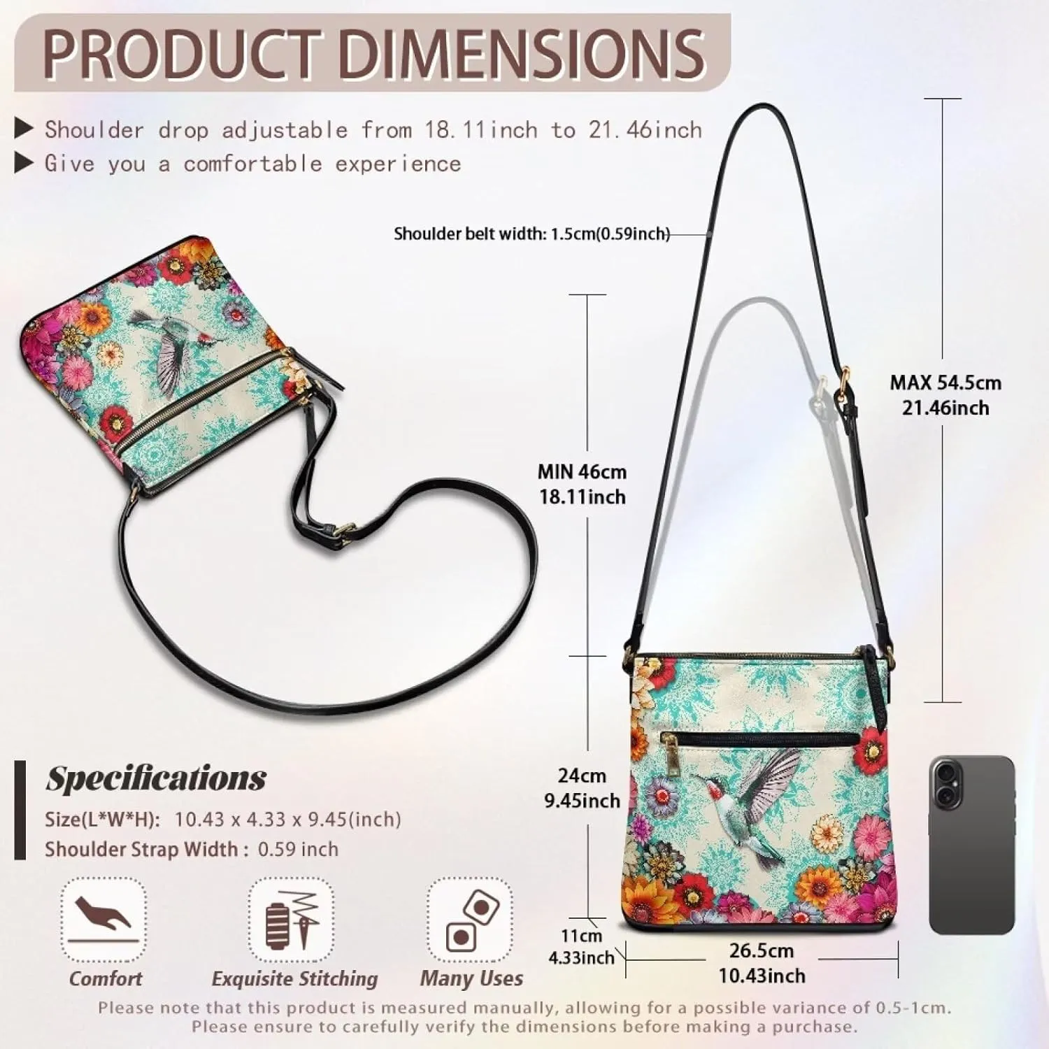 Leather Purses for Women, Leather Hobo Bags for Women Travel Sling Purse Triple Zippered Pockets Shoulder Bag