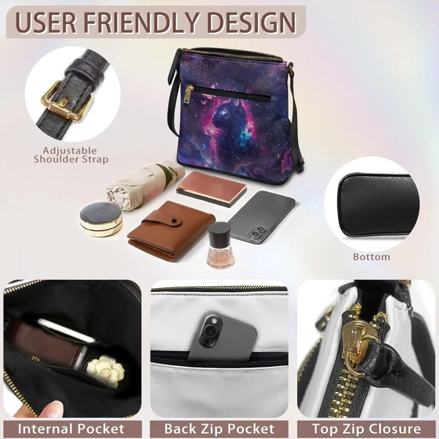 Leather Purses for Women, Leather Hobo Bags for Women Vintage Travel Sling Purse Multi Pockets Shoulder Bag