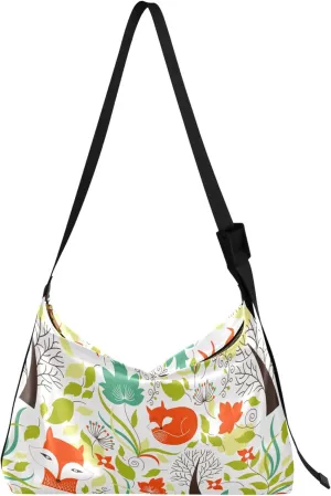 Leaves Pattern Foxes Leather Hobo Bags for Women Large Cross Body Purses Fashion Leaf Print Crossbody Hobo Purses