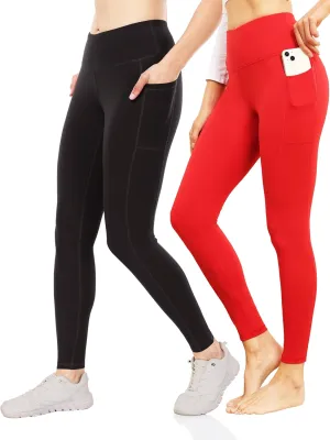 LegEnd Women's 2 Pack Workout Leggings with Pockets 27"- Buttery Soft High Waisted Tummy Control Running Yoga Pants